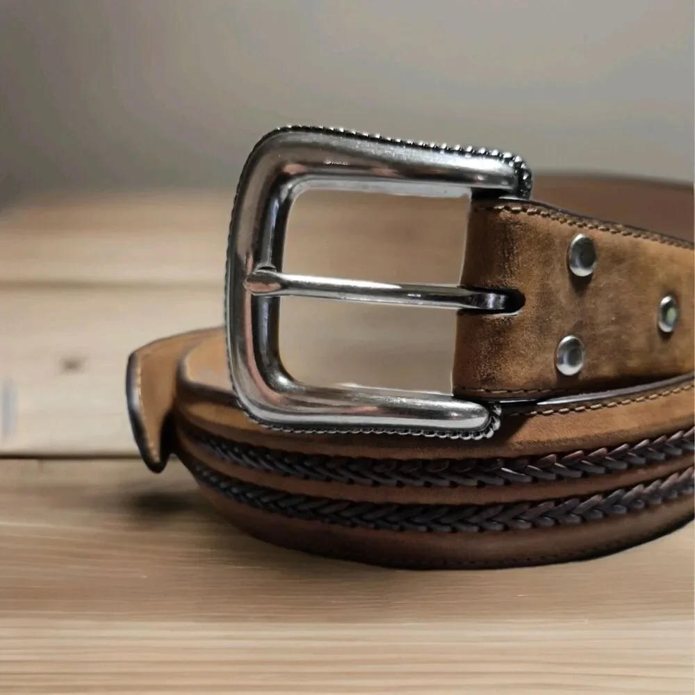 Nocona Mens Embossed Western Genuine Leather Belt Southwest Size 42